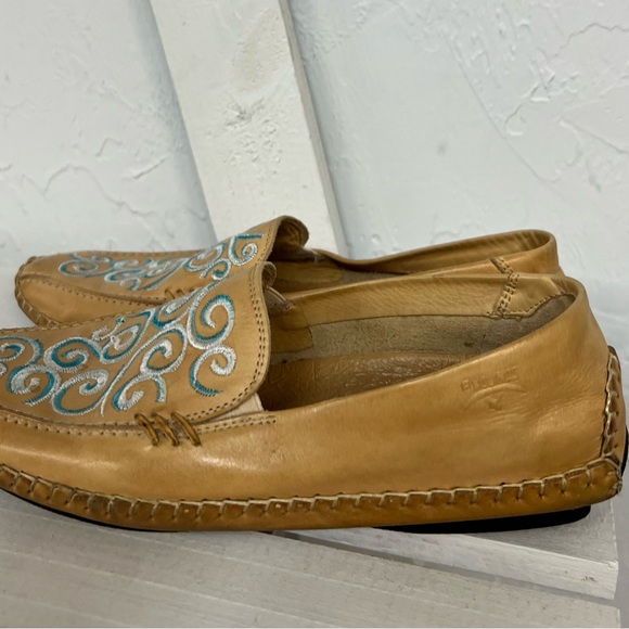 Pikolinos Leather Slip On Moccasin Blue Floral Design - Picture 8 of 9